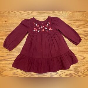 Cat & Jack Burgundy Dress with Floral Embroidery